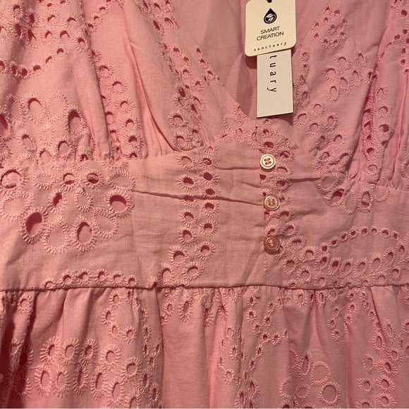 Sanctuary Women’s Pink Eyelet Maxi Revolve New Cotton Summer Dress size 6 - Picture 8 of 15
